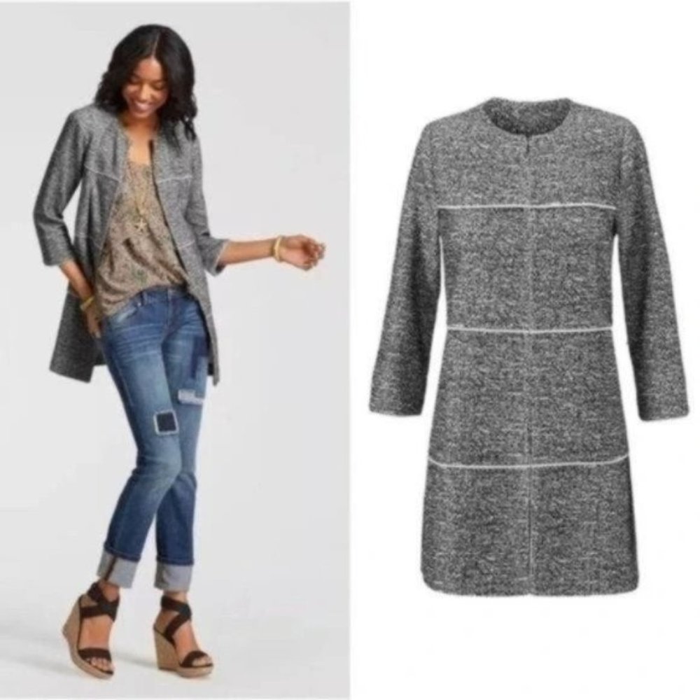 CAbi Spring the Times Jacket S Small Womens Coat Black White Gray 3/4 Sleeve